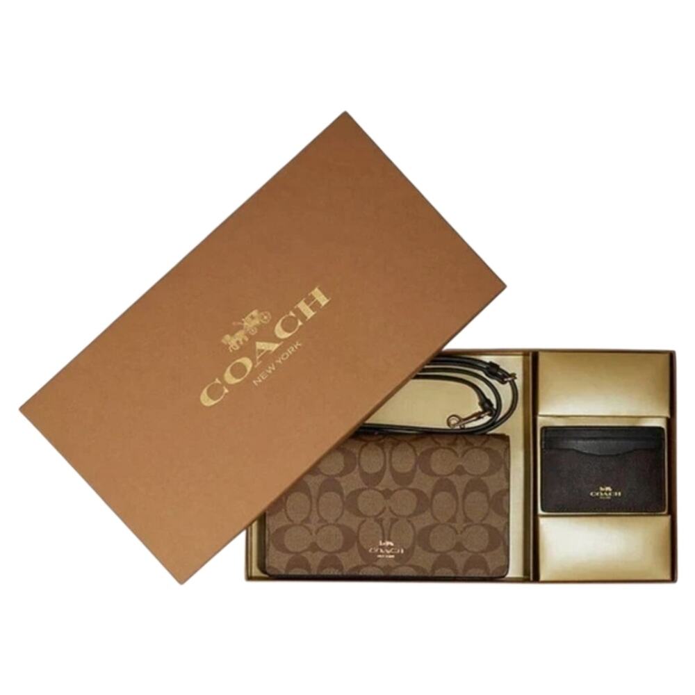 NEW COACH ANNA FOLDOVER CLUTCH CROSSBODY PURSE & CARD CASE GIFT BOXED SET